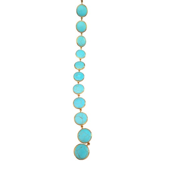Designer Lena Bernard 24" Gemline Lariat Turquoise Necklace - Picture 3 of 9